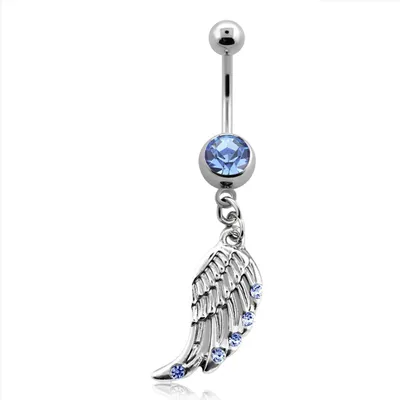 Produktbild von Bauchnabelpiercing Engelsflügel Engel Flügel Zirkonia Kristall Autiga® silber-hellblau