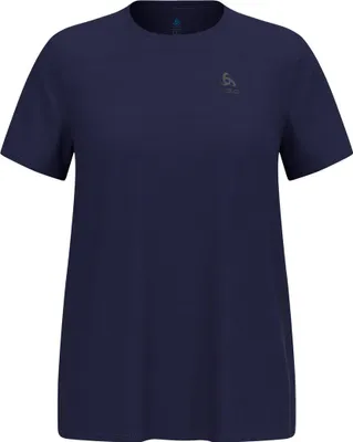 Dunkelblaues Odlo Zeroweight Chill-Tec Laufshirt 2.0 mit Rundhalsausschnitt und kurzem Ärmel