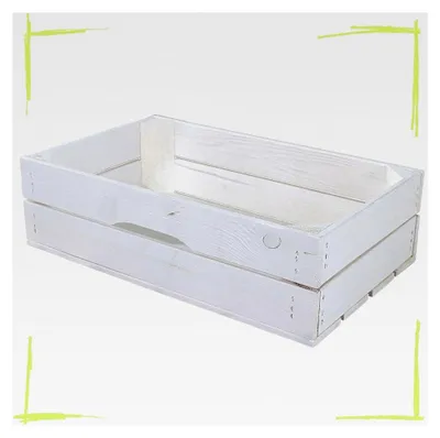 Produktbild von Weiße flache Holzschubladen mit Griff 47,5x29x13,5cm Ablagekasten Kiste Obstkiste Weinkiste kleine Holzkiste Box Dekoration klein Shabby Chic Schublade
