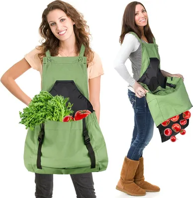 Produktbild von Gartenschürze mit Taschen, Ernteschürze für den Garten zum Jäten, Reinigen des Haushalts, wasserdicht und verstellbar