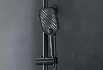Produktbild von Handbrause HB152E - ABS - eckig - Anti-Kalk - 3 Strahlarten, Farbe:Schwarz matt