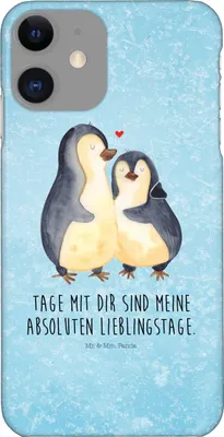 Produktbild von Mr. & Mrs. Panda Iphone 11 Handyhülle Pinguin umarmen - Eisblau - Geschenk, Hochzeitstag, Handy Schutzhülle, Case, Liebe, Hochzeit, Hülle, Hochzeitsgeschenk, Cover