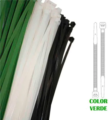 Immagine prodotto di Fascette stringicavo in plastica verde 150x3,5 mm (confezione da 100 pezzi) Nylon di alta qualità
