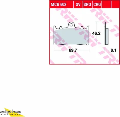 Produktbild von TRW Bremsbelagsatz MCB602 RGV250 VJ22B ZR400 FS450