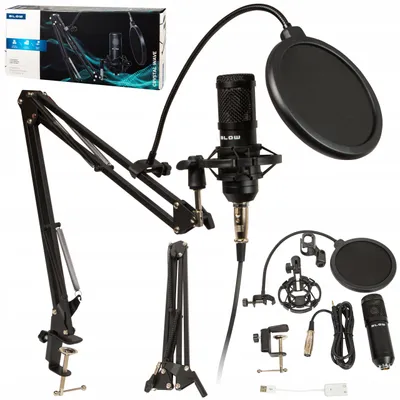 Produktbild von Studio-Mikrofon Blow USB-Klinke Gaming-Set mit Ständer und Klangfilter