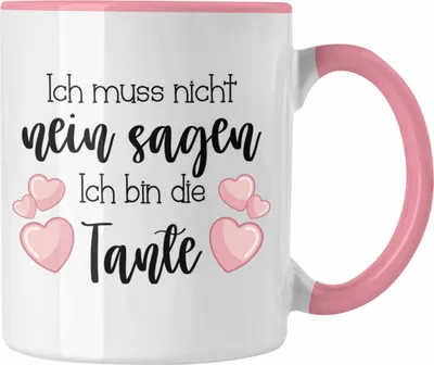 Produktbild von Trendation - Tante Tasse Geschenk für Beste Tante Kaffeetasse Geschenkidee Tante Geburtstag Lustig Ich Muss Nicht Nein Sagen Ich Bin Die Tante (Rosa)