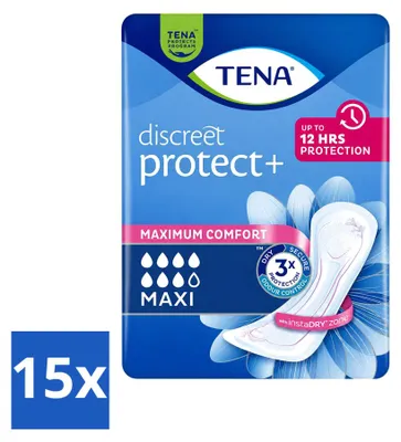 Productafbeelding van 15 x TENA Discreet Maxi inleggers voor incontinentie bij ernstige blaaszwakte - voordelijn - 15 stuks