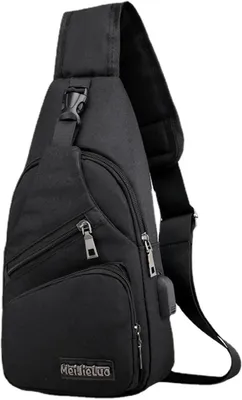 Produktbild von Herren Sling Bag Crossbody Tasche mit USB Port, A0575 Schwarz