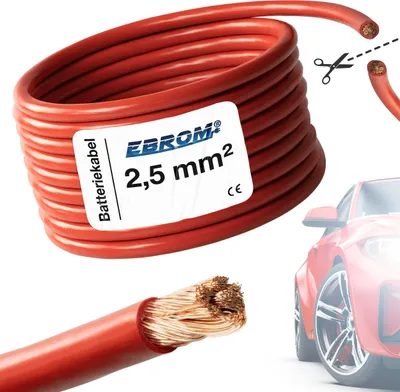 Produktbild von 15 Meter EBROM FLRY 2,5mm2 Fahrzeugleitung - KFZ Leitung - Farbe: rot - Querschnitt 2,5 mm² (mm2) flexibel 90 ± 5 Shore 99,99% Kupfer Mantel PVC FLRy