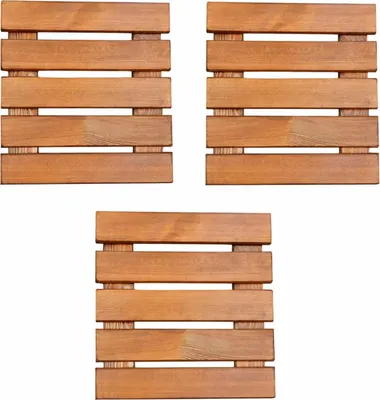 Produktbild von HolzGarden Pflanzenuntersetzer 40x40 cm, 5er Set, aus Kiefernholz für Pflanzkübel, imprägniert, Farbe Teak