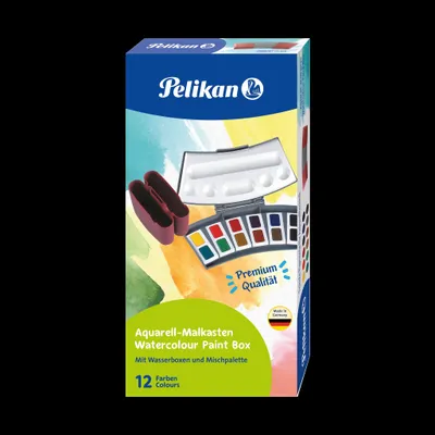 Produktbild von Pelikan 721886 Aquarell-Malkasten 725D/12, Kunststoffkasten mit 12 Farben