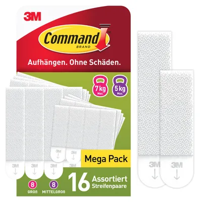 Image de Command™ bandes de montage d'images, 8 x 2 taille L + 8 × 2 taille M 32 bandes