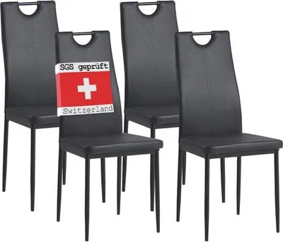 Productafbeelding van Eetkamerstoelen, set van 4 - Zwart - Moderne en praktische stoelen