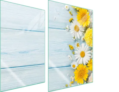 Image de Plaques de recouvrement pour cuisinière 2 pièces 35x52 Couverture de champ en vitrocéramique Planche à découper Gerbera bois