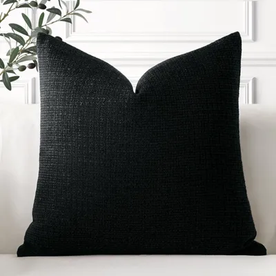 Productafbeelding van Set bestaande uit 1 kussensloop, effen linnen, 55 x 55 cm, zwart