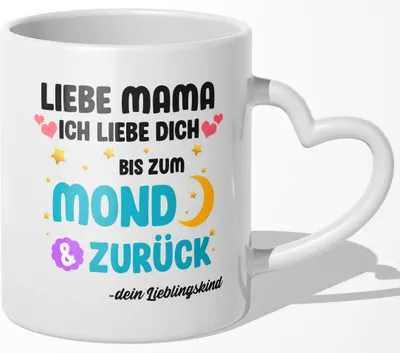 Produktbild von 22Feels Mama Geschenk Muttertag Mutter Tasse Geburtstag Kaffeetasse Frauen Weihnachten Haferl Beste Eltern (Herzhenkel Weiss)