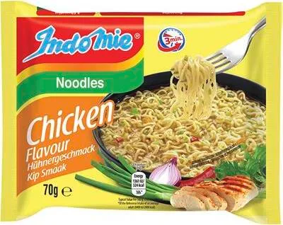 A package of Indomie instant noodles with chicken flavor.