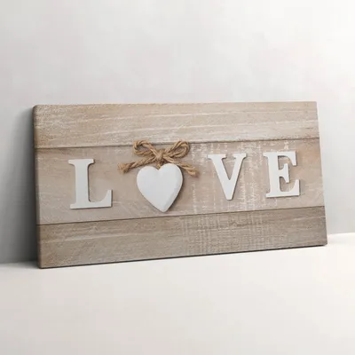 Produktbild von Die Inschrift Liebe – Leinwandbild Wandbild – 120x60 cm – Leinwandbilder – Wandbilder – Schlafzimmer – Flur