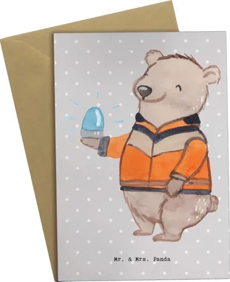 Produktbild von Mr. & Mrs. Panda Grußkarte Rettungswagenfahrer Herz - Grau Pastell - Geschenk, einladungskarten, Grußkarten, osterkarten, glückwunschkarten, dankeskarten