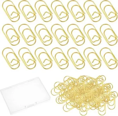 Immagine prodotto di Fermagli per carta gialli a forma di cuore in dispenser - Articoli decorativi per matrimoni, biglietti e forniture per ufficio