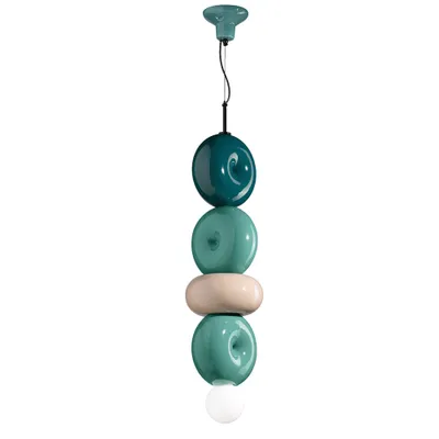 Zdjęcie produktu dla Lampa wisząca Vintage Deco Bumbum 4 Elements Ceramic Turquoise Green Grey E27