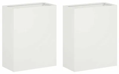 Image de vidaXL Jardinières pour plantes, lot de 2, blanches, 40 x 20 x 50 cm