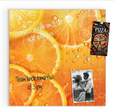 Produktbild von Magnettafel 50x50cm Pinnwand Whiteboard beschreibbar - Erfrischende Orange