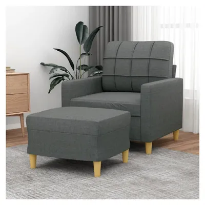 Produktbild von Sessel mit Hocker, Stoff, dunkelgrau, 60 cm