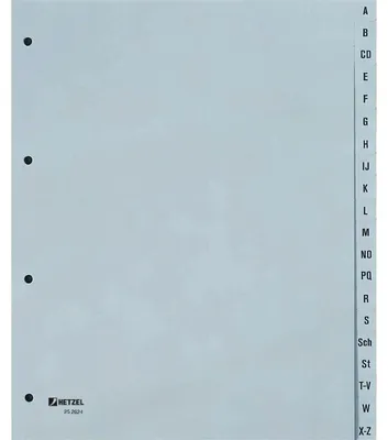 Produktbild von Rexel Kunstst.Reg.A4 20tlg.A-Z überb, Alphabetischer Registerindex, Polypropylen (PP), Grau, A4+, 246 mm, 297 mm