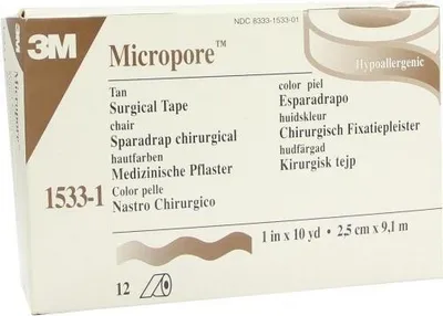Zdjęcie produktu dla Plaster z włókniny mikroporowatej 2,5cmx9,1m skin 1533-1 12 szt