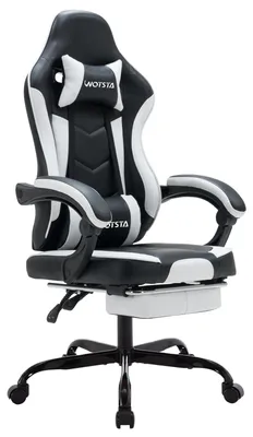 Produktbild von Gaming-Stuhl Bürostuhl Ergonomischer Stuhl - Lendenstütze - Fußstütze - Belastbar bis 120 kg - Kunstleder
