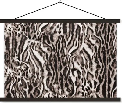 Produktbild von MuchoWow® Textilposter Panther Druck - Braun - Abstrakt 90x60 cm mit schwarzem Rahmen - Aufhängungssatz