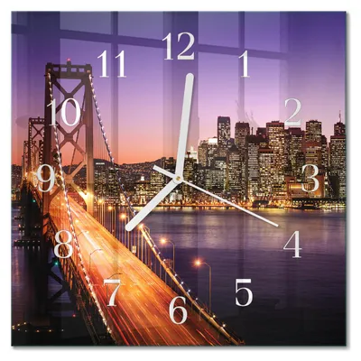 Produktbild von Tulup Glasuhr Wanduhr Küchenuhr Echt-Glas 30x30 cm Modern Dekorativ Geräuschlos Weiße Zeiger - Stadt der Brücken