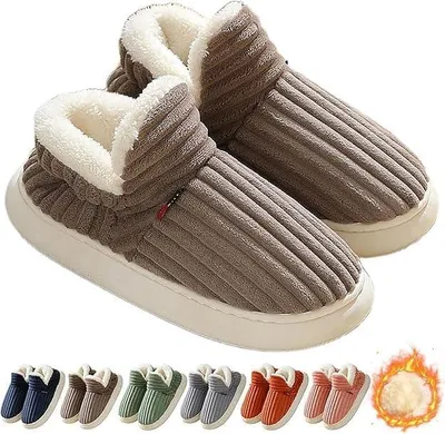 Produktbild von Hausschuhe Damen Herren - Winter Warme Geschlossen Plüsch Weiche Modern Bequeme Elegant Rutschfeste Memoryschaum Pantoffeln