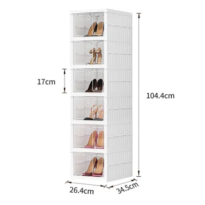 Image de Armoire à chaussures Étagère à chaussures 6 niveaux 104x34x26cm Blanc