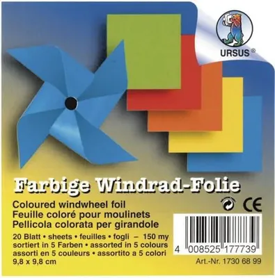 Produktbild von Windradfolie 9,8x9,8cm VE=20 Blatt (5 Farben sortiert)