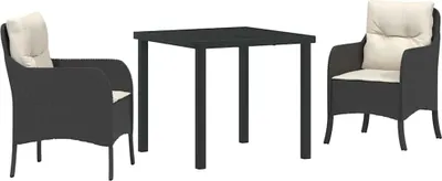 Produktbild von vidaXL Garten Essgruppe 3 Stk. Schwarz Poly-Rattan