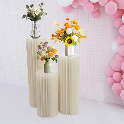 Obrázek produktu pro 3 kusy Květinový stojan 60cm+80cm+100cm Svatební středové díly Středové díly Kartonové vázy Sada stojanů pro svatby, dekorace na párty