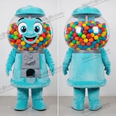 Image de Mascotte MASTICOT Gonflable Dessinée Machine à Bonbons Cyan