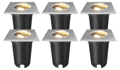 Produktbild von Ledvion 6er Set LED Bodenstrahler Außen IP67 10W 230V GU10 quadratisch