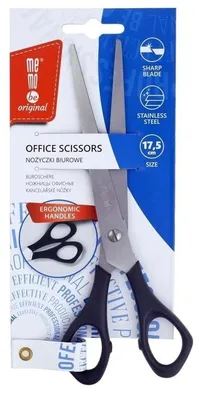 Obrázok produktu pre Kancelárske nožnice, čierne, 17,5 cm, MemoBe