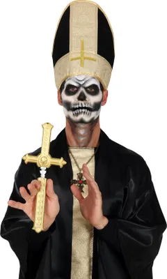 Immagine prodotto di Cacciatore di Vampiri Croce Scettro Decorazione di Halloween Sacerdote Oscuro Creepy Teschio Accessorio Costume Prop Protezione Spirituale Festival Prop Antico Reliquia Ispirato Decor Pugnale Dorato Creazione Teatro, Colore: Oro / Argento