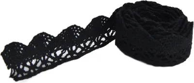 Obrázek produktu pro Krajková stuha DIY bavlněná síť šířka 2 cm 20 yardů Elegantní látkové obložení pro záclony ubrus dárkové baleníčerná