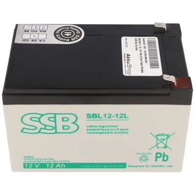 Produktbild von SSB SB12-12L 12V 12Ah 6,3mm Faston Bleiakku AGM Blei Gel Akku