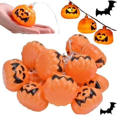 Productafbeelding van Decoratieve Halloween-pompoenketting, 9 stuks.
