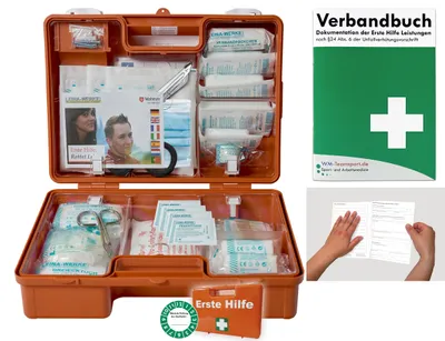 Produktbild von Verbandskoffer / Verbandskasten (M) - Erste Hilfe nach aktueller DIN 13157 für Betriebe -DSGVO- INKL. PERFORIERTEM VERBANDBUCH