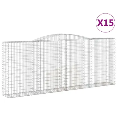 Productafbeelding van vidaXL Gabionen met hoge boog, 15 stuks, 400x50x160/180 cm, verzinkt staal