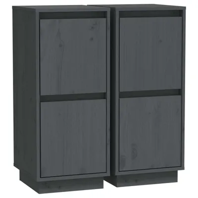 Produktbild von Sideboards 2 Stk. Grau 31,5x34x75 cm Massivholz Kiefer