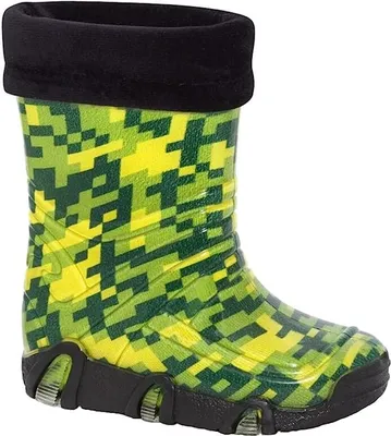 Produktbild von Gummistiefel Regenstiefel Kinderstiefel gefüttert mit Innensocken Mädchen Jungen Uni Grün 25\26