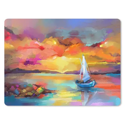 Produktbild von MuchoWow® Mauspad Mousepad Malerei - Ölfarbe - Boot - Farben 40x30 cm - Mousepads - Maus Mat - Pad - Mausunterlage - Anti Rutsch